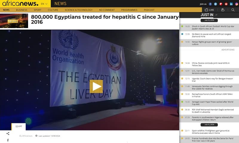 800,000 Egyptians treated for hepatitis C since January 2016