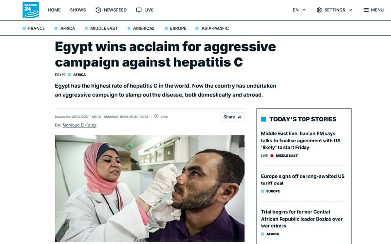Egypt wins acclaim for aggressive campaign against hepatitis C