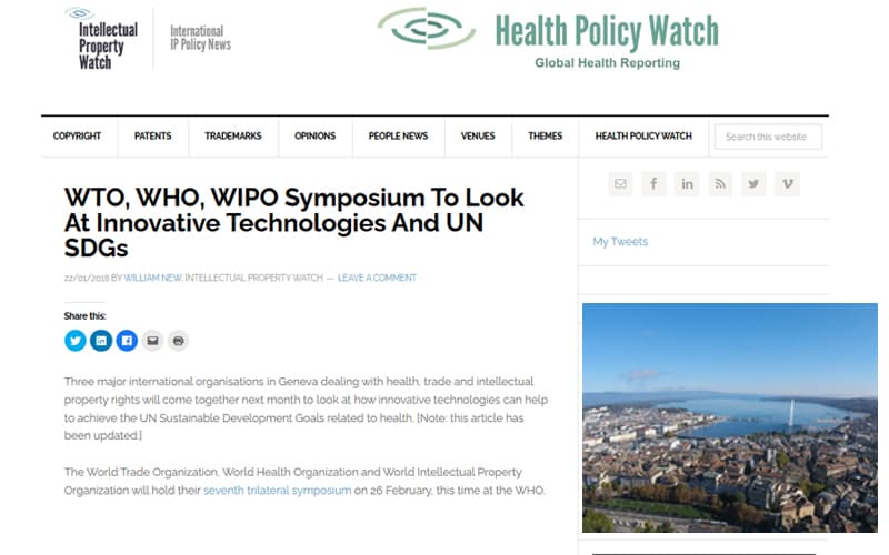 WTO, WHO, WIPO Symposium to look at innovative technologies and UN SDGs
